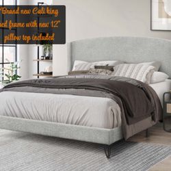 Brand New California King Bed Frame With A Brand New 12” Pillow Top Mattress Included $549 - Same Day Delivery Available - Hablo Espanol 