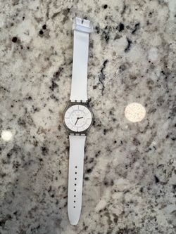 Vintage Transparent Swatch Watch Elastic Strap Clear Gears Needs Battery White