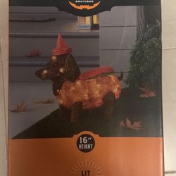 Hyde and Eek! Halloweiner dog  Lit Halloween Light Up Indoor/Outdoor black Wire.
