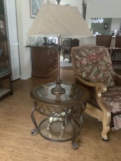 Table heavy iron with double glass