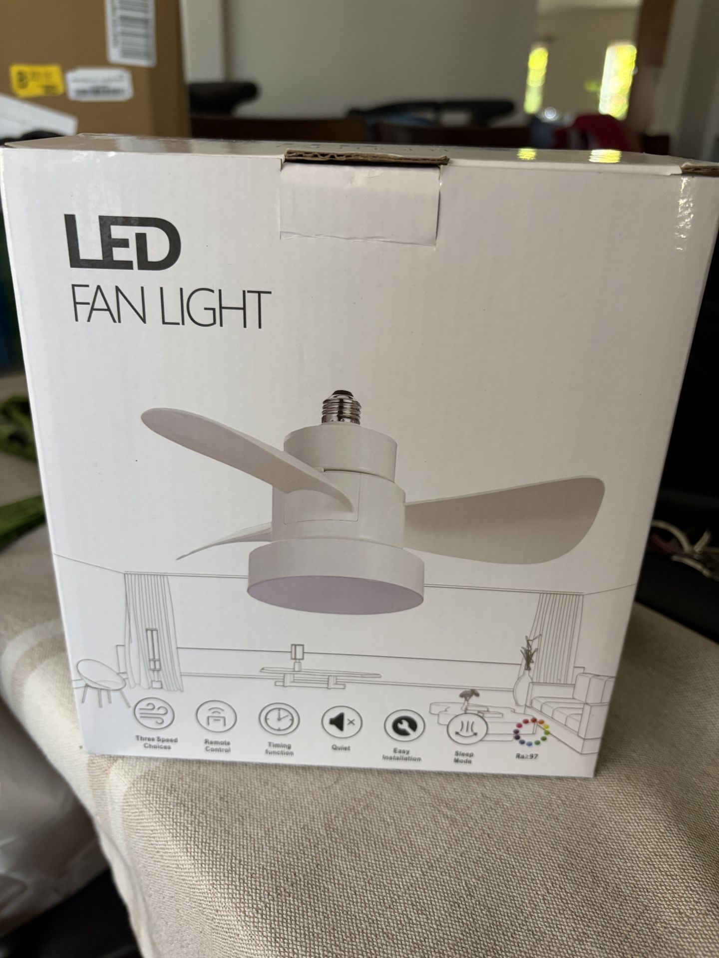 LED Ceiling Fan Light with Remote – E26 Base, 3-Speed, Quiet & Energy Efficient (New)