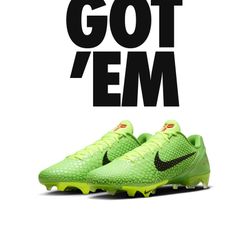 nike vapor edge kobe 6 grinch cleat 11.5 SIZE 