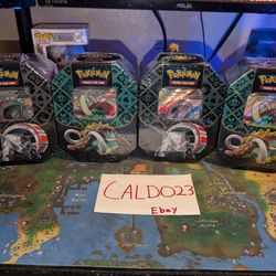 x2 Sets - Pokemon TCG Paldean Fates Sealed Lot: Great Tusk & Iron Treads Tins