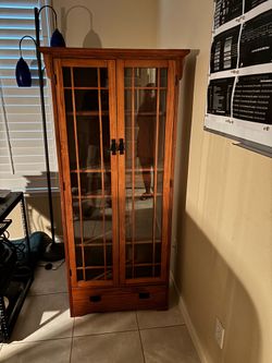 Wood bookcase with Glass Doors