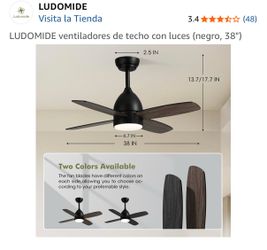 Ceiling fan with light 38”