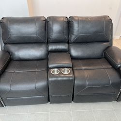 Faux-Leather Reclining Couch Set – Couch, Loveseat & Chair (Set of 4)  Upgrade your living room with this stylish and super comfortable 4 Pi