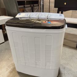 Mini Twin Tub Washing Machine with Drying Rack, 13lbs Portable Laundry Washer and 9lbs Spinner, Convenient and Efficient for Dorms, Apartment (22lbs) 