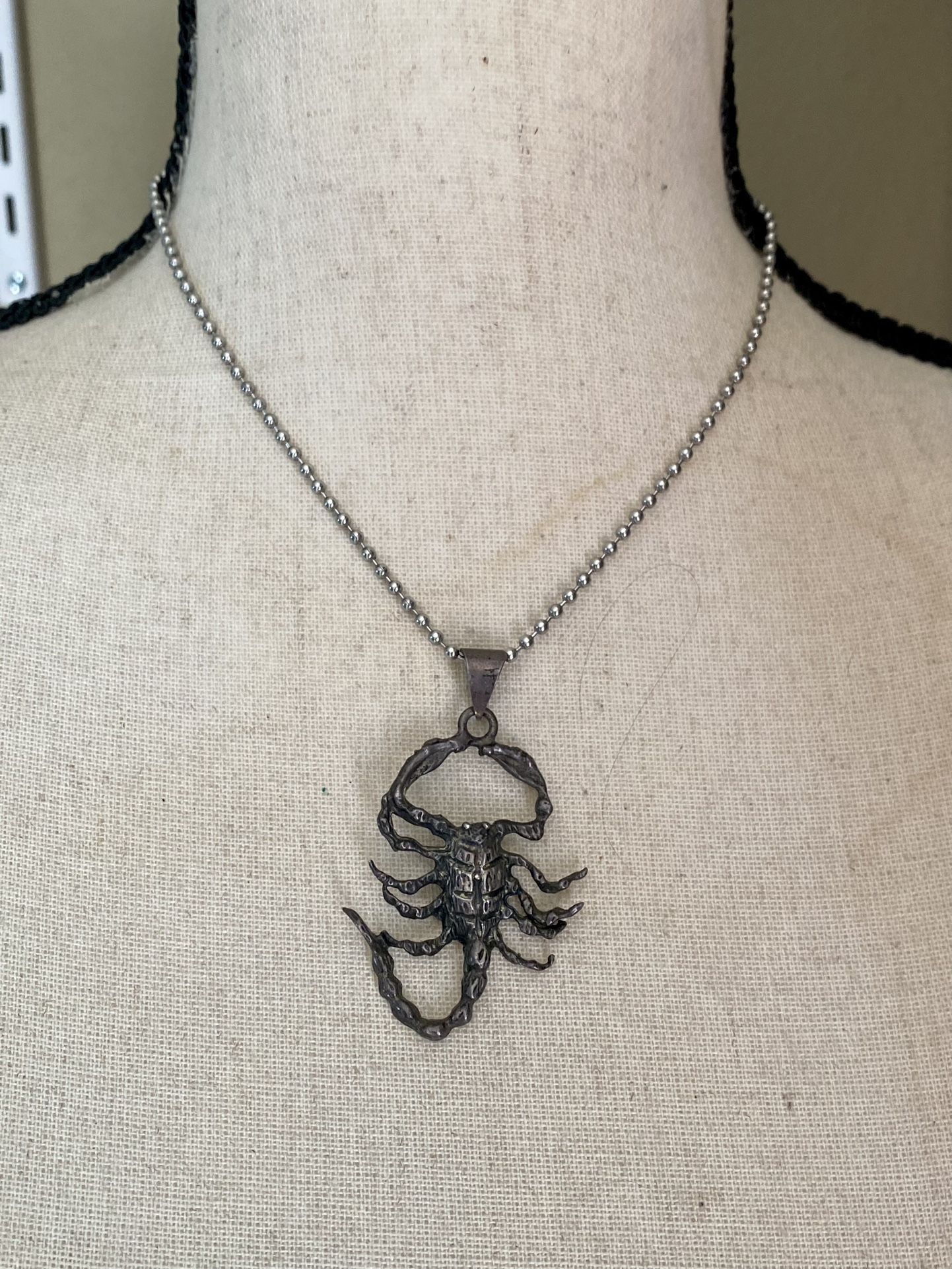 2" Pewter Metal Scorpion Scorpio Pendant Zodiac Charm w/ ball chain