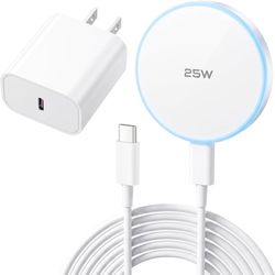 MagSafe Charger 25W Magnetic Wireless Charger Charging Pad with 30W Adapter 30W USB C adapter and 4.2FT Type C cable, compatible with iPhone 17/16/15/