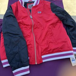 Levi's Strauss Varsity Bomber Logo Jacket Womens Size XL Navy Red LW8RP802 New