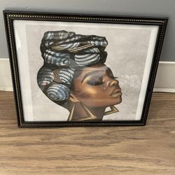 Afrocentric Woman Portrait Wall Art – Framed African American Home Decor