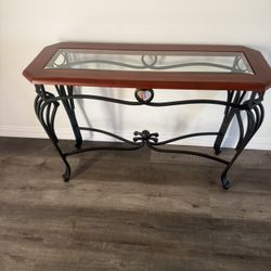 Wood And Glass Console Table 
