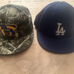La Rams camo hat and La dodgers stadium hat- sizes shown in pictures