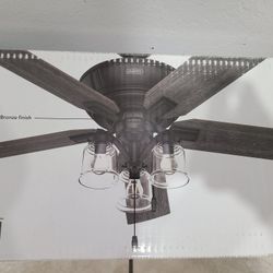 BRAND NEW Hunter Maya 54" Noble Bronze w/ Dark Gray Oak/Warm Grey Blades Ceiling Fan with 3 Lights