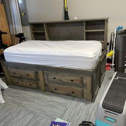 Twin Bed Frame with Storage Underneath  (real wood)