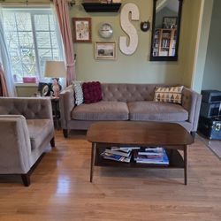 World Market Velvet Kendall Sofa and Chair Set Mcm Midcentury