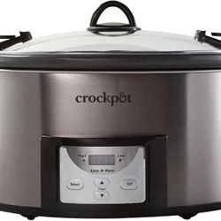 Crock Pot 7-qt Nonstick Ceramic Coating Cook & Carry Programmable Easy-Clean Slow Cooker Stainless Steel