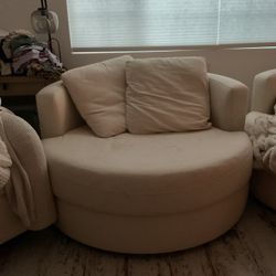 Two For The Price Of One Cream, Balboa Swivel Chair, Pottery Barn