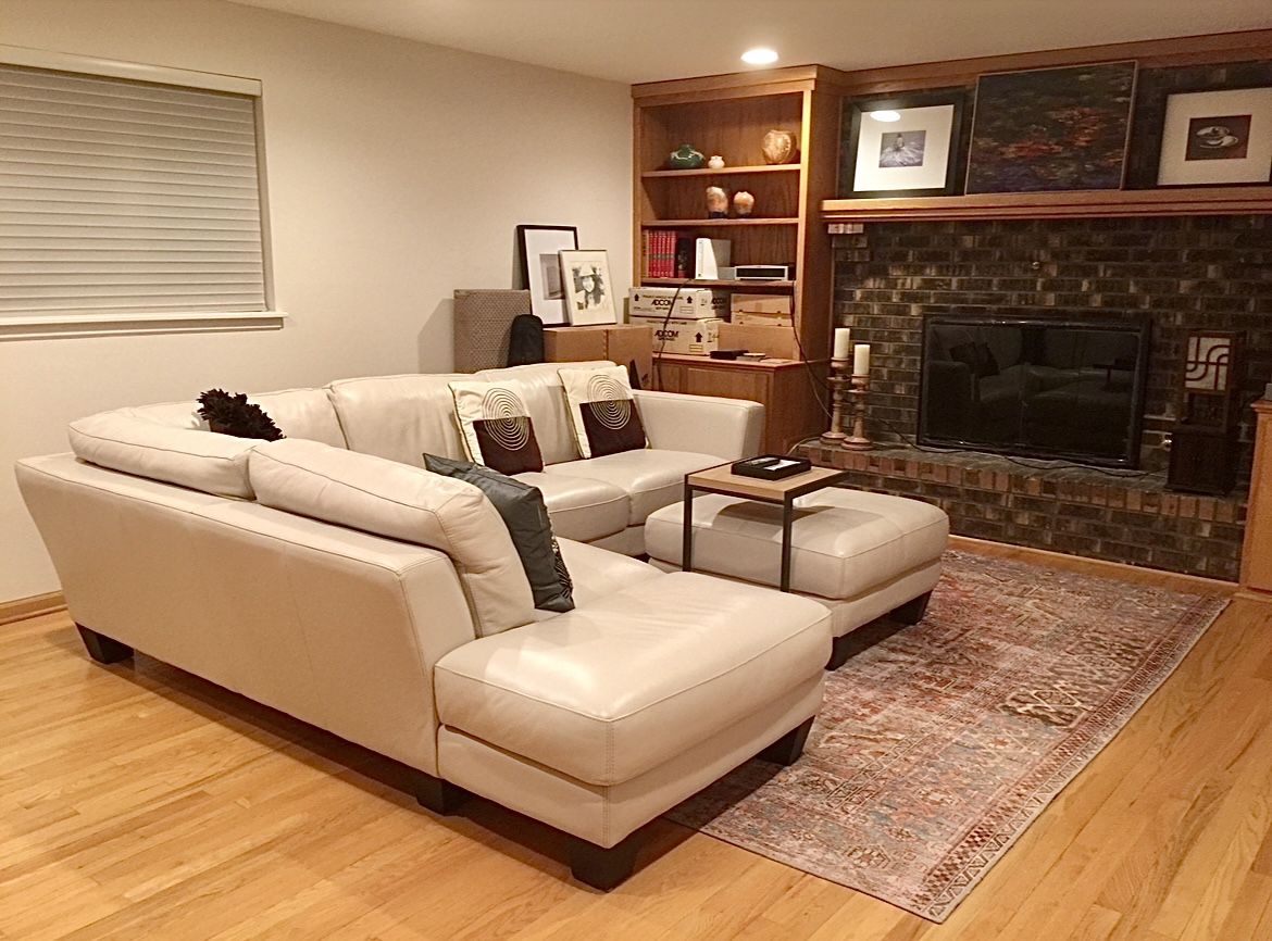 Chateau d'Ax 2-Piece Leather Sectional and Ottoman