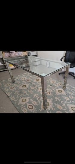 Glass Top Dining Table with Chrome Legs
