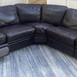 Brown Leather 5pc Reclining Sectional 