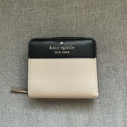 Kate Spade Small Zip Wallet, Black And Tan