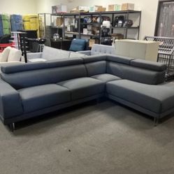 Brand New Grey Fabric Sectional Sofa
