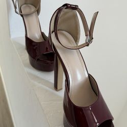 Burgundy Platform Heels 