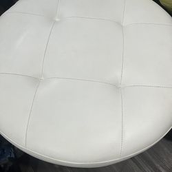 All White Leather Foot Stool