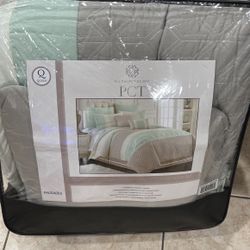 8 Piece  Quilted And Embroidered Comforter Set