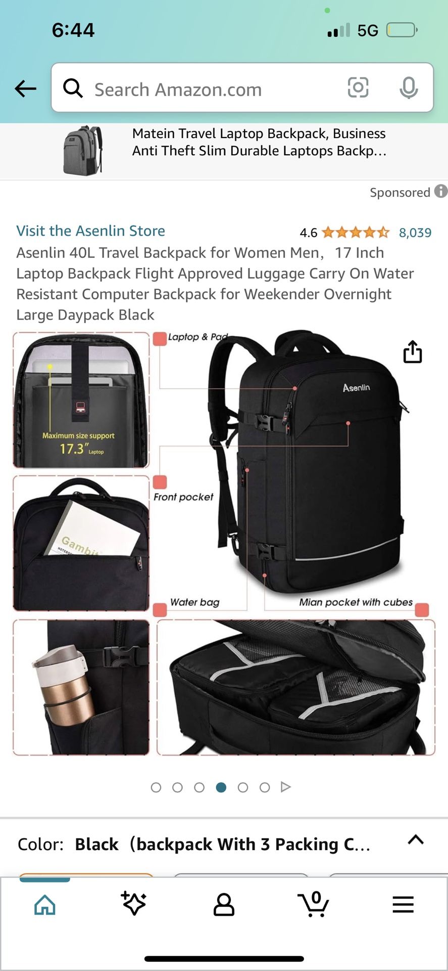 40L Travel Backpack for Women Men,17 Inch Laptop Backpack Flight Approved Luggage Carry On Water Resistant Computer Backpack for Weekender Overnight L