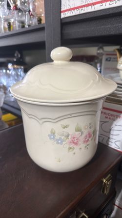Ceramic Canister with Lid Floral Design