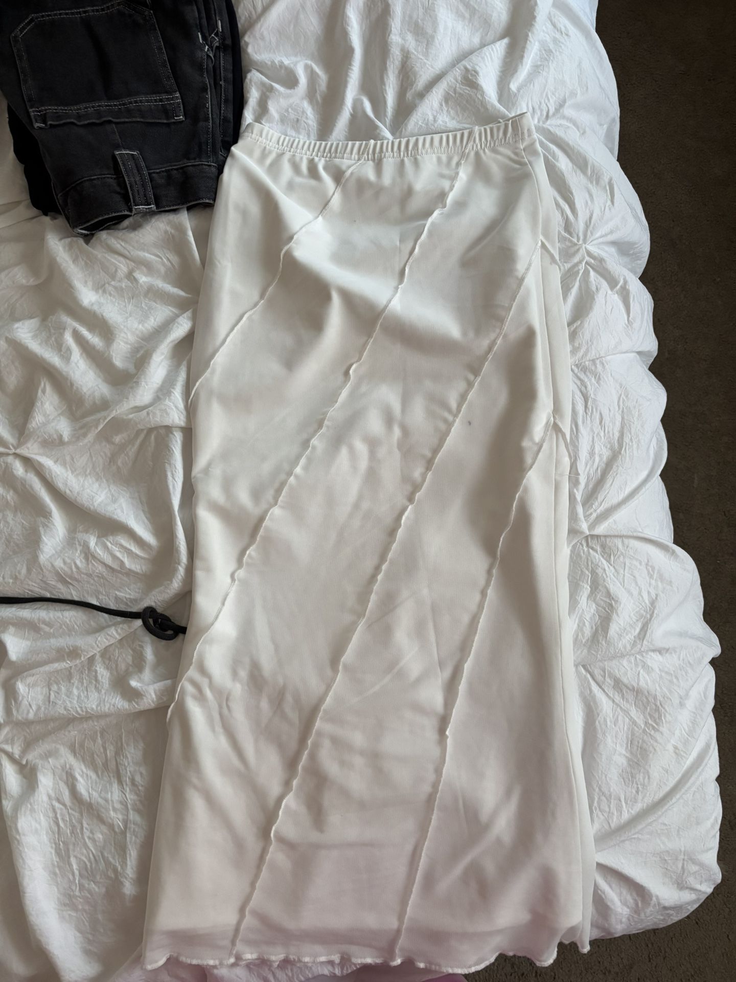 white medium long skirt