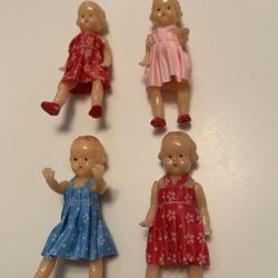 Miniature 2 1/2” Vintage HARD PLASTIC DOLLS made in Hong Kong-age & mfgr Unknown