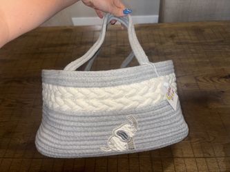 Nursery Basket Diaper Caddy Elephant Baby Organizer