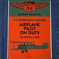 Vintage Phillips 66 Ande Rooney Porcelain Sign Aviation Boeing 40 Airplane  
