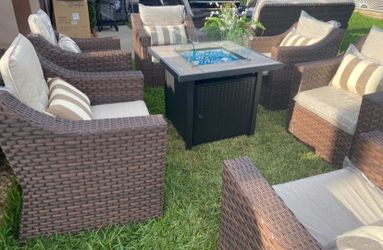 new in box patio set with fire pit