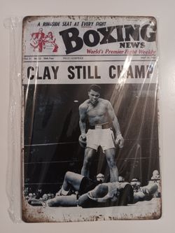 Boxing News Clay Still Champ Metal Poster Vintage Style Tin Sign 7.87"×11.8"