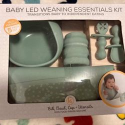 BooginHead 5-Piece Baby-Led Weaning Silicone Tableware, Infants and Toddlers, Sage Green