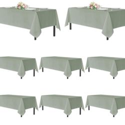 sancua Sage Green Tablecloths for 8 Foot Rectangle Tables, 8 Pack - Washable Polyester Fabric Table Cloth for Wedding Party, Birthday, Banquet Recepti