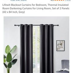 Lifewit Blackout Curtains for Bedroom, Thermal Insulated Room Darkening Curtains for Living Room, Set of 2 Panels (42 x 84 Inch, Grey)