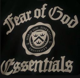 Authentic Fear of God Essentials Black College Logo Hoodie XL