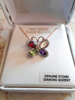 18K Gold Over Sterling Butterfly Necklace