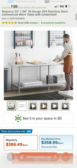 30" x 96" Stainless Steel Commercial Work Table