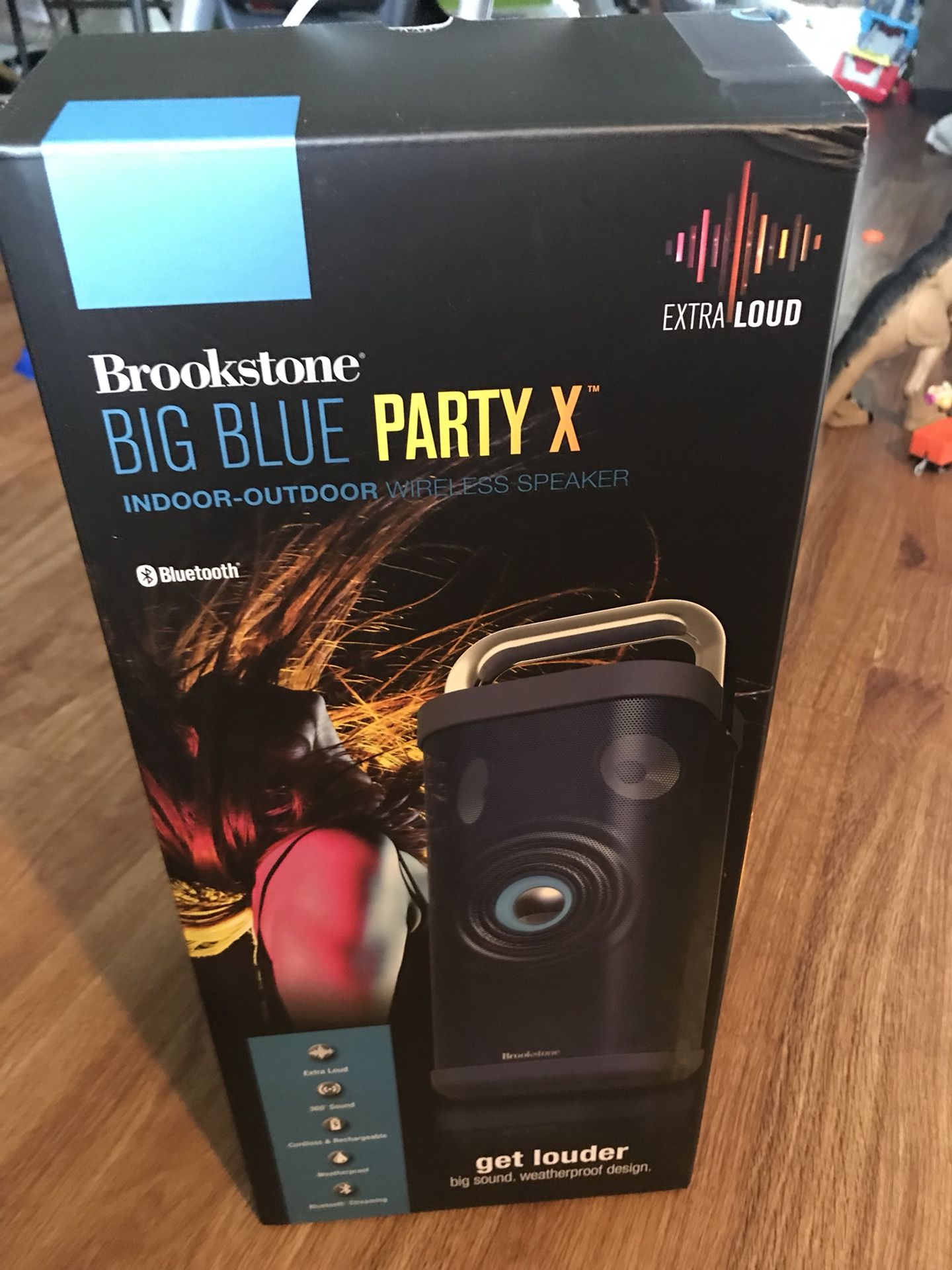 Brookstone Big Blue Party X indoor-outdoor wireless speaker
