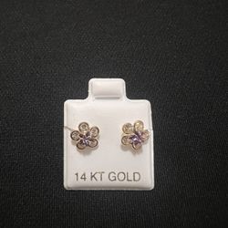 14K Gold - Flower Earrings 