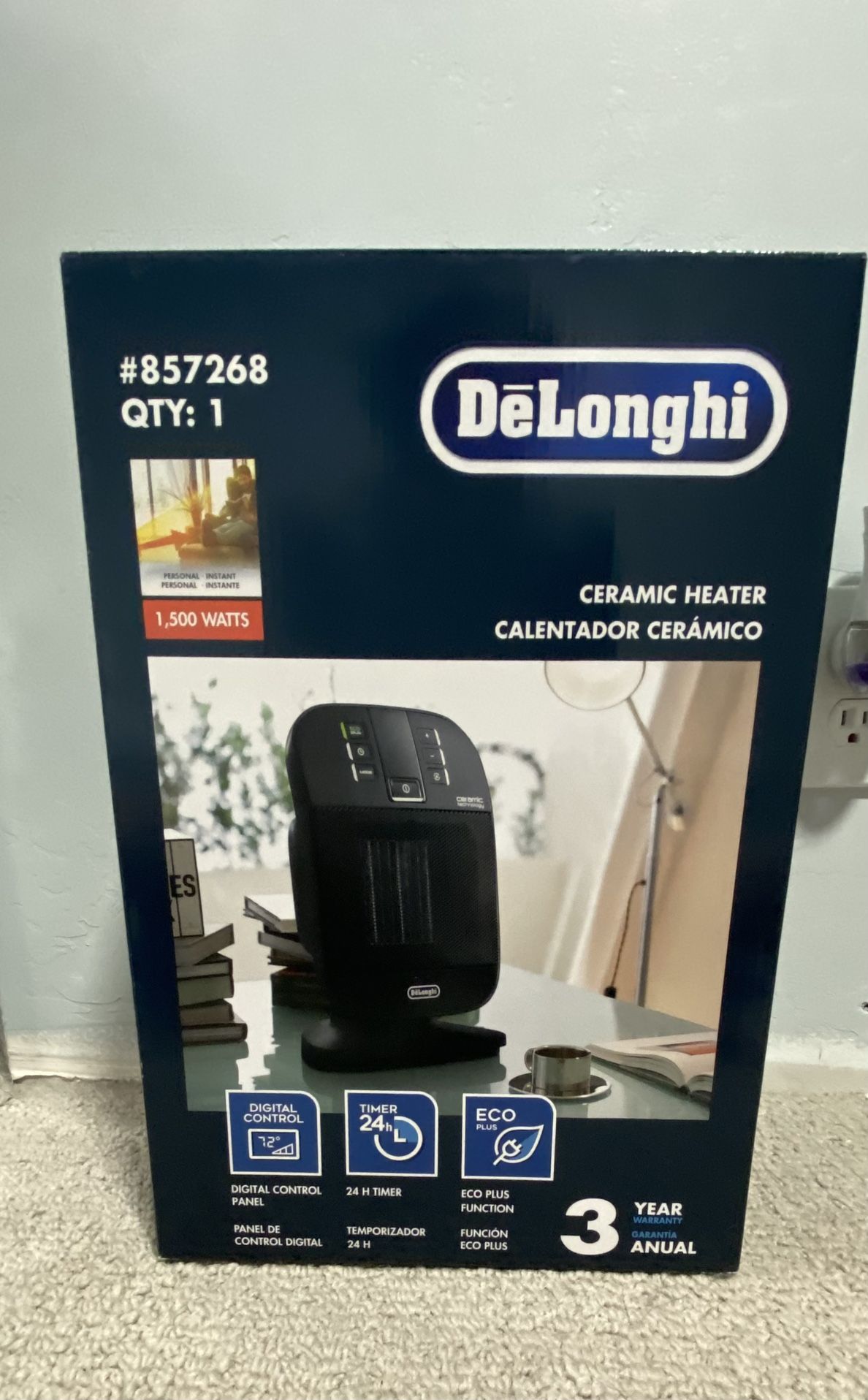 Space Heater Delonghi 857268 Delonghi Ceramic Heater 1500 Watts