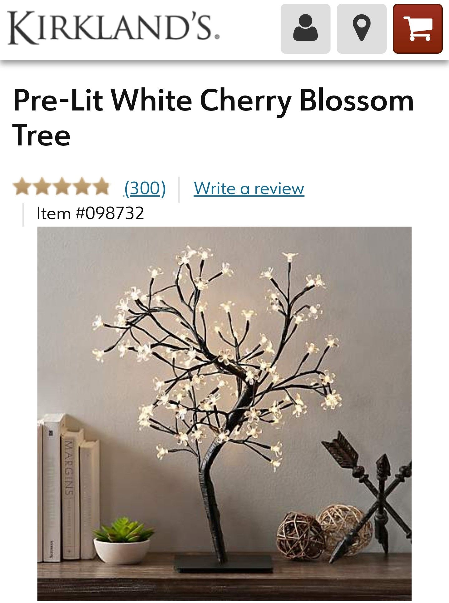 Kirkland's Pre-lit White Cherry Blossom Tree Lamp