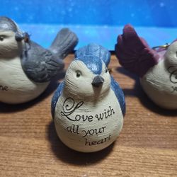 Set of 3 WMG bird Christmas ornaments from 2012 with inspirational quotes
