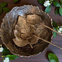 Pewter Serving Salad Bowl Martha Stewart Leaves 